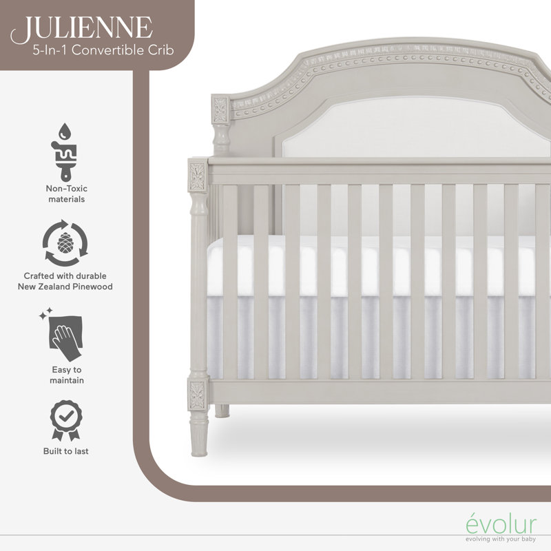 Evolur Julienne 4 in 1 Convertible Upholstered Crib Reviews Wayfair